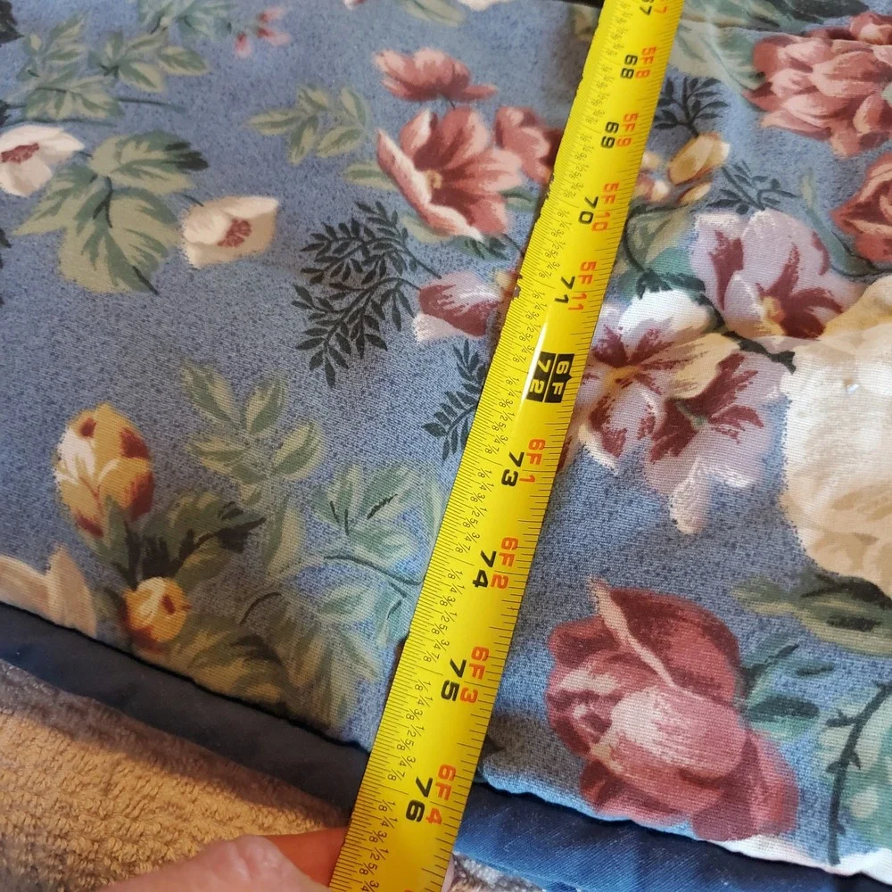 Vintage Springmaid Floral Chintz Gingham Reversible Comforter Blue Pink 86x76